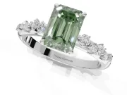 Emerald Cut Graduated Solitaire Engagement Ring Setting for a Fancy Green Lab-Grown Diamond | Sterling Silver