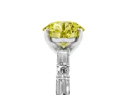Round Baguette Side Stone Engagement Ring Setting for a Fancy Yellow Lab-Grown Diamond | Sterling Silver