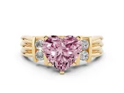Heart-Shaped Bar-Set Engagement Ring Setting for a Fancy Pink Lab-Grown Diamond | Yellow Gold