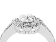 Oval Vintage Halo Engagement Ring Setting | Milgrain Channel Band | White Gold