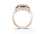 Radiant Cut Halo Engagement Ring Setting for a Fancy Blue Lab-Grown Diamond | Graduated Channel Band | Rose Gold