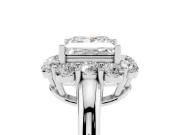 Princess Cut Milgrain Halo Engagement Ring Setting | Graduated Bezel Accents | Sterling Silver