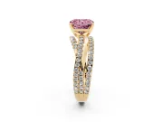 Radiant Cut Twisted Pavé Engagement Ring Setting for a Fancy Pink Lab-Grown Diamond | Yellow Gold