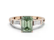 Emerald Cut Tapered Baguette Engagement Ring Setting for a Fancy Green Lab-Grown Diamond | Rose Gold