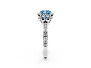 Cushion Cut Floral Petal Halo Engagement Ring Setting for a Fancy Blue Lab-Grown Diamond | Pavé Band | Sterling Silver