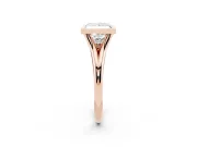 Bezel Set Princess Cut Diamond Solitaire Ring Set in Rose gold with Tapered Band