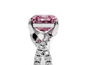 Asscher Cut Twisted Pave Engagement Ring Setting for a Fancy Pink Lab-Grown Diamond | Split Shank | Platinum