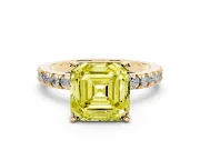 Asscher Cut Pavé Solitaire Engagement Ring Setting for a Fancy Yellow Lab-Grown Diamond | Yellow Gold