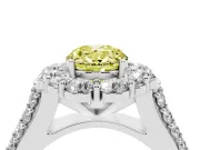 Fancy Yellow Oval Cut Diamond Halo Engagement Ring Set in Silver with Split Shank and Prong Setting