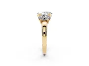 Oval Three Stone Engagement Ring Setting | Double Claw Head | Yellow Gold