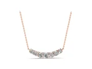 Round Lab-Grown Diamond Graduated Curved Bar Necklace | Prong Set | Rose Gold