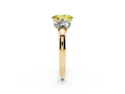 Oval Three Stone Engagement Ring Setting for a Fancy Yellow Lab-Grown Diamond | Matching Side Stones | Yellow Gold