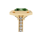 Asscher Cut Vintage Milgrain Halo Engagement Ring Setting for a Fancy Green Lab-Grown Diamond | Bezel Head | Yellow Gold