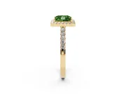 Fancy Green Princess Cut Diamond Halo Pavé Solitaire Ring Set in Yellow gold with Prong-Set Center Stone