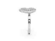 Pear Cut Diamond Halo Ring Set in White gold with Milgrain Edge and Round Prong Setting