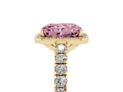 Radiant Cut Halo Pavé Engagement Ring Setting for a Fancy Pink Lab-Grown Diamond | Yellow Gold