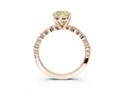 Cushion Cut Pavé Engagement Ring Setting for a Fancy Yellow Lab-Grown Diamond | Alternating Accents | Rose Gold