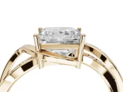 Princess Cut Bypass Solitaire Engagement Ring Setting | Pavé and Plain Strands | Yellow Gold