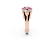 Fancy Pink Round Cut Diamond Three-Stone Channel Set Ring Set in Rose gold with Smooth Polished Band