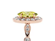 Oval Halo Engagement Ring Setting for a Fancy Yellow Lab-Grown Diamond | Bezel Stations | Rose Gold