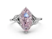 Marquise Leaf Bypass Solitaire Engagement Ring Setting for a Fancy Pink Lab-Grown Diamond | Sterling Silver