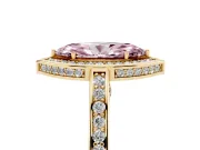 Fancy Pink Marquise Cut Diamond Halo Pavé Split Shank Ring Set in Yellow gold with Prong Setting