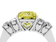 Princess Cut Close Set Five Stone Engagement Ring Setting for a Fancy Yellow Lab-Grown Diamond | Sterling Silver