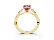 Asscher Cut Floral Vine Engagement Ring Setting for a Fancy Pink Lab-Grown Diamond | Yellow Gold