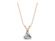 Trillion Cut Diamond Solitaire Pendant Set in Rose gold with Double Prong Setting