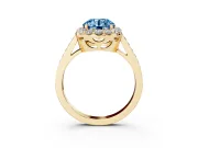 Round Floral Halo Engagement Ring Setting for a Fancy Blue Lab-Grown Diamond | Large Round Accents | Yellow Gold
