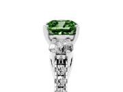 Cushion Cut 3-Stone Engagement Ring Setting for a Fancy Green Lab-Grown Diamond | Sterling Silver