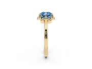 Cushion Cut Petal Halo Engagement Ring Setting for a Fancy Blue Lab-Grown Diamond | Yellow Gold
