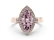 Marquise Halo Engagement Ring Setting for a Fancy Pink Lab-Grown Diamond | Pavé Panel Shoulders | Rose Gold