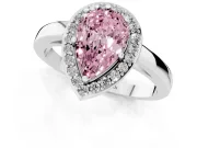 Fancy Pink Pear Cut Diamond Halo Ring Set in Platinum with Solitaire Band and Prong Setting