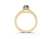 Marquise Hidden Halo Engagement Ring Setting for a Black Center | Yellow Gold