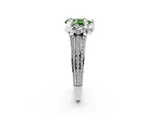Fancy Green Pear Cut Diamond Pavé Split Shank Solitaire Ring Set in White gold with Prong Setting