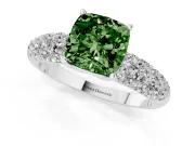 Cushion Cut Multi Row Pave Engagement Ring Setting for a Fancy Green Lab-Grown Diamond | Platinum