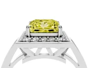 Princess Cut Halo Engagement Ring Setting for a Fancy Yellow Lab-Grown Diamond | Polished Halo Rim | Platinum