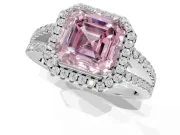 Asscher Cut Halo Engagement Ring Setting for a Fancy Pink Lab-Grown Diamond | Sterling Silver - Design NV-24717