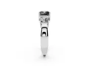Cushion Cut Three Stone Engagement Ring Setting for a Black Center | Round Side Stones | Sterling Silver