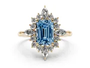 Emerald Cut Engagement Ring Setting for a Fancy Blue Lab-Grown Diamond | Yellow Gold - Design NV-24790