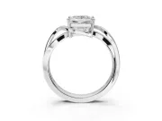 Princess Cut Bypass Solitaire Engagement Ring Setting | Pavé and Plain Strands | Sterling Silver