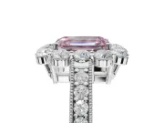 Emerald Cut Vintage Halo Engagement Ring Setting for a Fancy Pink Lab-Grown Diamond | White Gold