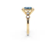Emerald Cut Floral Engagement Ring Setting for a Fancy Blue Lab-Grown Diamond | Petal Frame | Yellow Gold