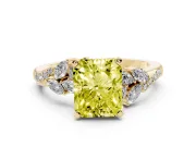 Radiant Cut Floral Engagement Ring Setting for a Fancy Yellow Lab-Grown Diamond | Marquise Side Stones | Yellow Gold