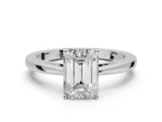 Emerald Cut Cathedral Solitaire Engagement Ring Setting | Open Shoulders | Platinum