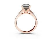 Asscher Cut Split Shank Engagement Ring Setting for a Black Center | Pavé Band | Rose Gold