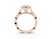 Emerald Cut Halo Engagement Ring Setting | Pavé Twist Band | Rose Gold