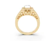 Radiant Cut Vintage Milgrain Halo Engagement Ring Setting | Pave Split Shank | Yellow Gold