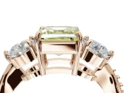 Asscher Cut Three Stone Engagement Ring Setting for a Fancy Yellow Lab-Grown Diamond | Tapered Pave Band | Rose Gold